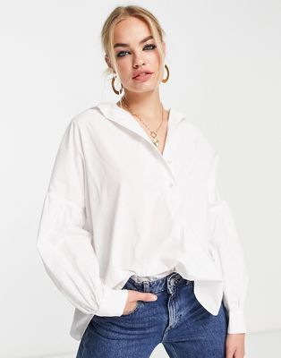 French Connection cotton relaxed poplin shirt in white