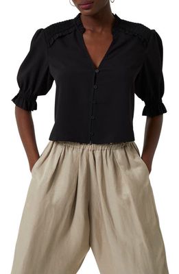 French Connection Crepe Crop Blouse in Black