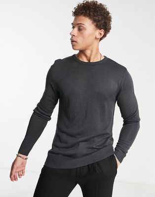 French Connection crew neck sweater in charcoal-Gray
