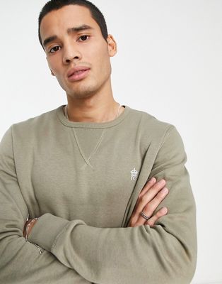 French Connection crew neck sweatshirt in light khaki-Green