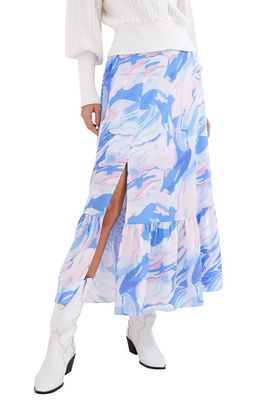 French Connection Dalla Hallie Printed Maxi Skirt in 40-Baja Blue
