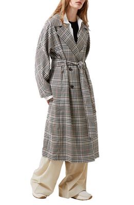 French Connection Dandy Check Water Repellent Belted Trench Coat in Check Multi