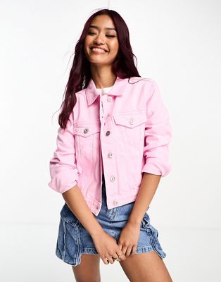 French Connection denim jacket in pastel pink