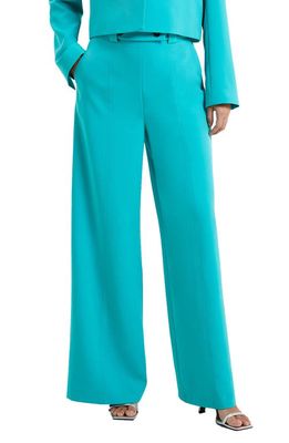 French Connection Echo Crepe Wide Leg Trousers in Jaded Teal