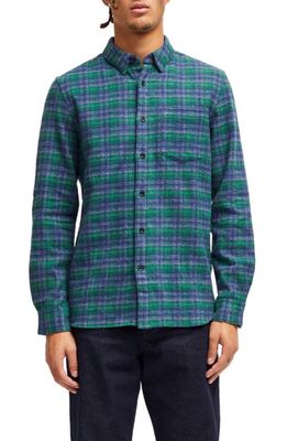 French Connection Elder Check Flannel Button-Up Shirt in 30-Fairway Green Multi