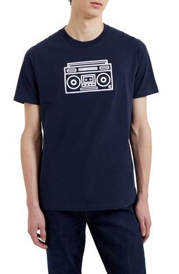 French Connection Embroidered Boom Box T-Shirt in 40-Marine
