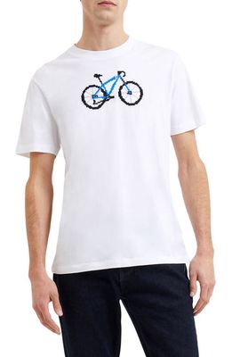 French Connection Embroidered Pixel Bicycle T-Shirt in 10-Linen White