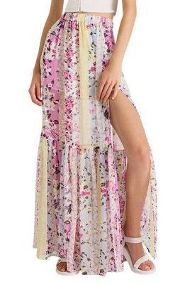 French Connection Ezeke Floral Stripe Pleated Maxi Skirt in Multi