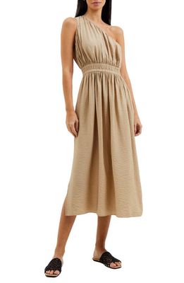 French Connection Faron One-Shoulder Crinkle Dress in Incense