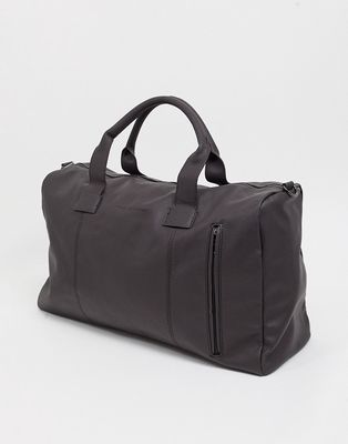 French Connection faux leather classic holdall bag in brown
