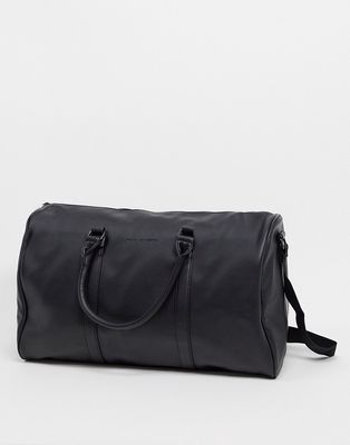 French Connection faux leather weekend holdall bag in black