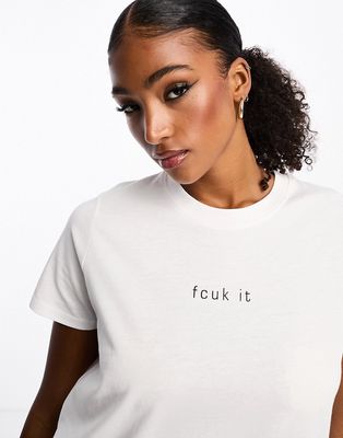 French Connection FCUK it T-shirt in white