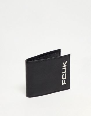 French Connection FCUK leather wallet with large logo in black