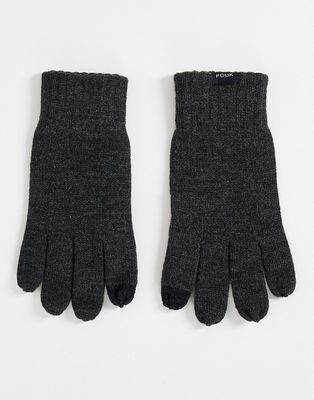 French Connection FCUK ribbed gloves in gray-Grey