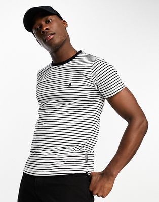 French Connection feeder stripe T-shirt in white & navy