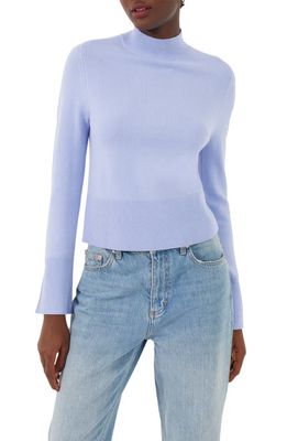 French Connection Flare Sleeve Mock Neck Sweater in Paradiso Blue