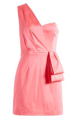 French Connection Florida Cot One-Shoulder Dress in 60-Camellia Rose