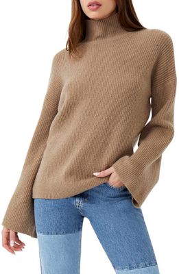 French Connection Flossy Viola High Neck Sweater in Mocha Mousse