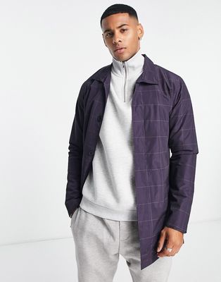 French Connection funnel neck waterproof jacket in navy check