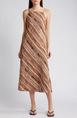 French Connection Gaia Flavia Textured Stripe Sundress in Mocha Mous
