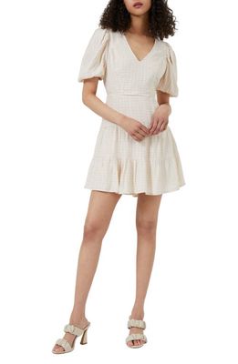 French Connection Gingham Birch Tiered Minidress in 20-Sand Dollar