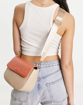 French Connection half moon cross-body bag in contrast orange-Pink