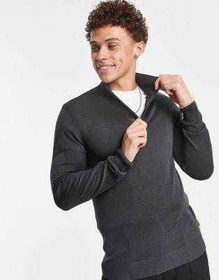 French Connection half zip sweater in charcoal-Gray