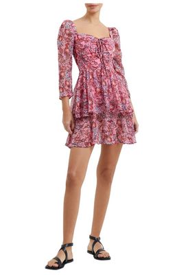 French Connection Hallie Ruffle Long Sleeve Minidress in 60-Sea Pink