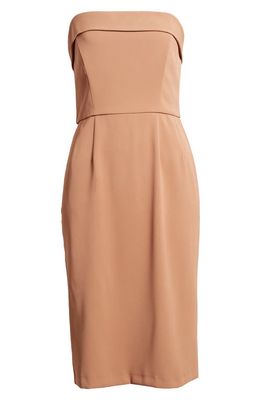 French Connection Harry Suiting Strapless Dress in Mocha Mousse