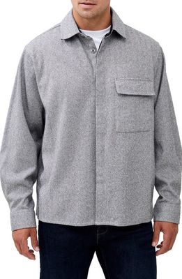 French Connection Herringbone Button-Up Shirt Jacket in Light Grey
