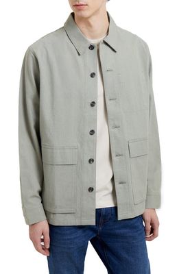 French Connection Herringbone Chore Overshirt in 30-Shadow Mint