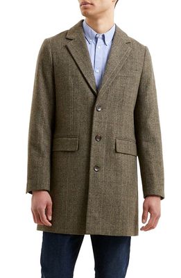 French Connection Herringbone Double Breasted Coat in Oatmeal