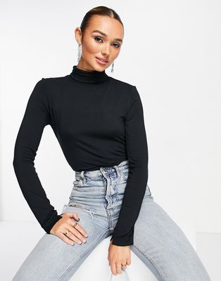 French Connection high neck fitted top in black