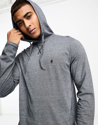 French Connection hooded long sleeve micro feeder top in navy & white