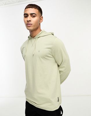 French Connection hooded long sleeve top in sage-Green