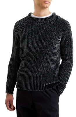 French Connection Island Chenille Crewneck Sweater in Charcoal