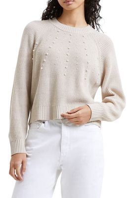 French Connection Jolee Pearly Bead Crewneck Sweater in Classic Cream