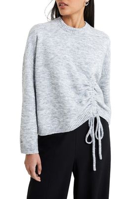 French Connection Kezia Ruched Sweater in Light Grey Melange