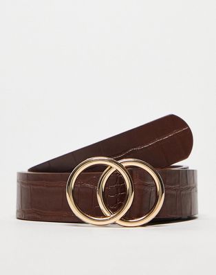 French Connection knot jeans belt in tan-Brown