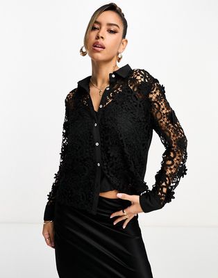 French Connection lace shirt in black - part of a set