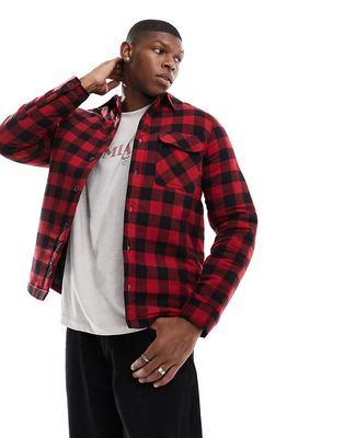 French Connection lined padded check shirt in red
