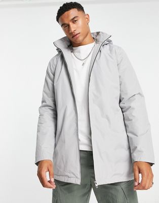 French Connection lined trench jacket with hood in light gray