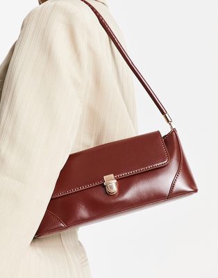 French Connection lock shoulder bag in brown