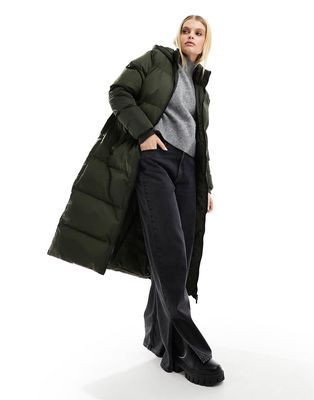 French Connection long length hooded padded jacket in khaki-Green