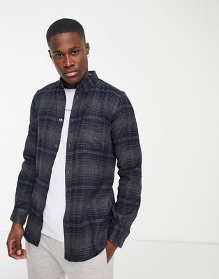 French Connection long sleeve plaid flannel shirt in charcoal-Gray