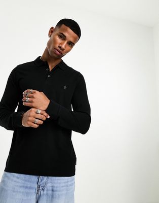French Connection long sleeve polo in black
