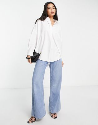 French Connection long sleeve shirt in linen-White