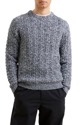 French Connection Marled Cable Crewneck Sweater in Dark Navy