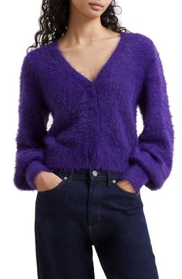 French Connection Meena Faux Fur Cardigan in Cobalt Vio