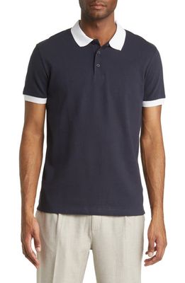 French Connection Men's Popcorn Polo in Marine/White